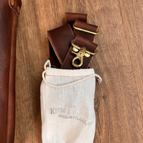 KMM & Co Brown Leather Hand Crafted Large Tote Bag Purse Zippered Travel Strap - Picture 5 of 13